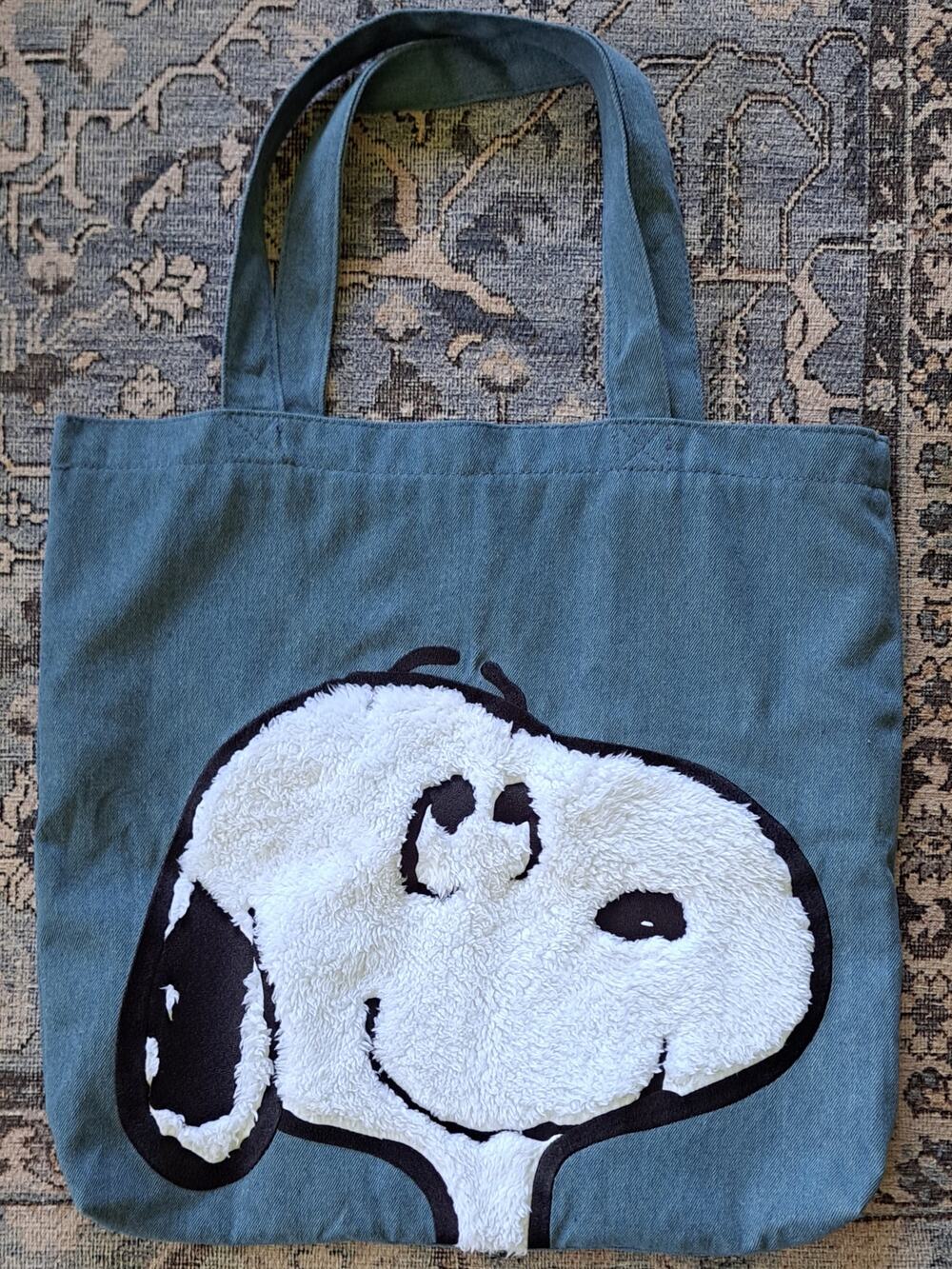 RARE Hard to Find Snoopy Peanuts Puffy Denim Tote Shoulder Bag
